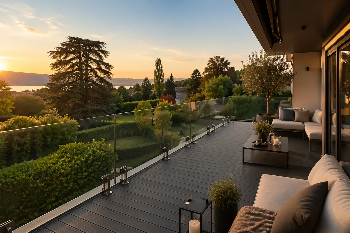 Garde-corps en verre pour terrasses et balcons au Grand-Saconnex