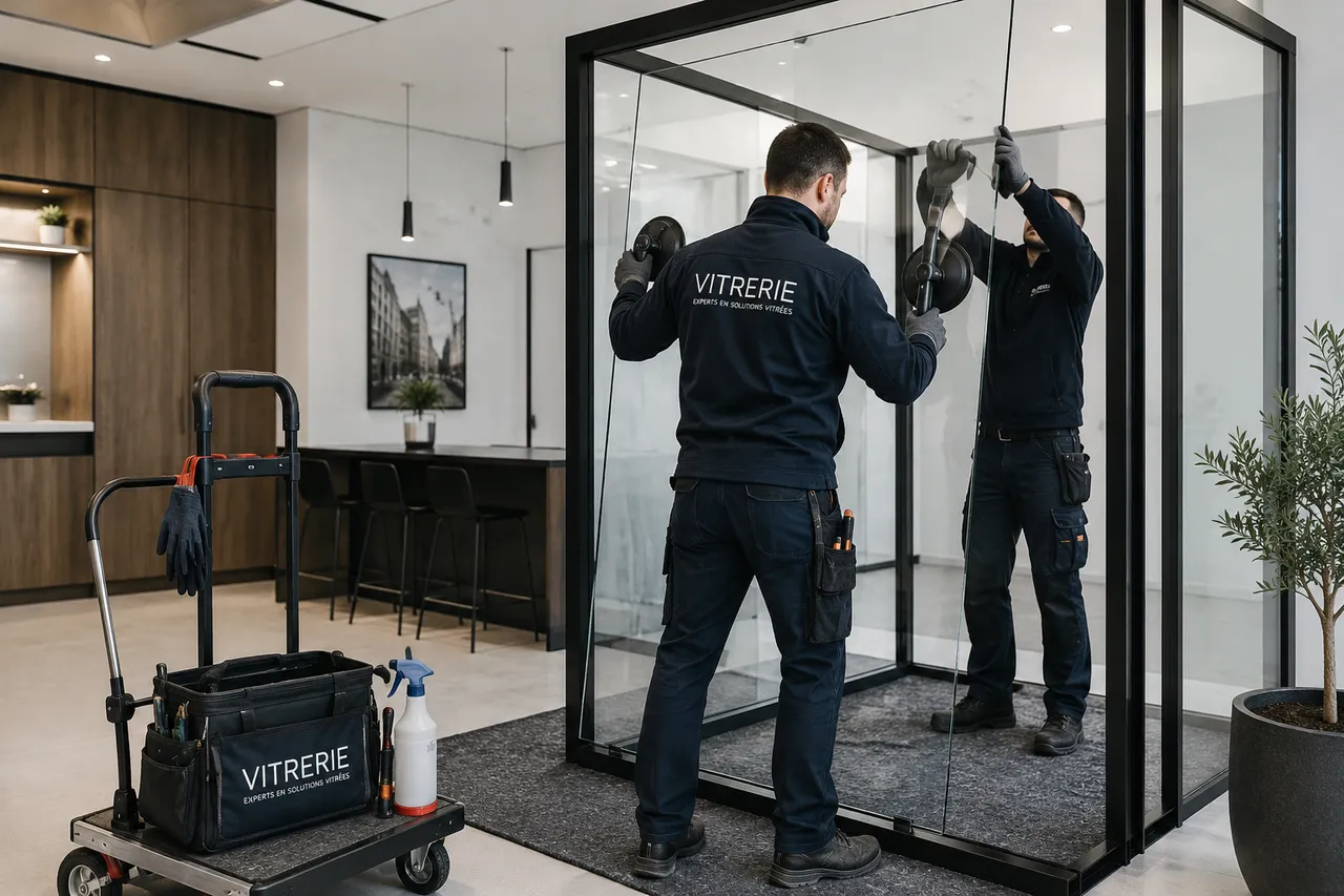 Vitrier a Plan-les-Ouates realisant la pose d'un vitrage sur mesure